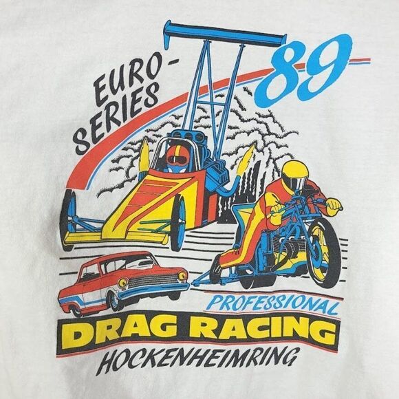 Drag Racing T Shirt Vintage 80s 1989 Euro Series Hockenheimring Mens Size Large - Picture 4 of 8